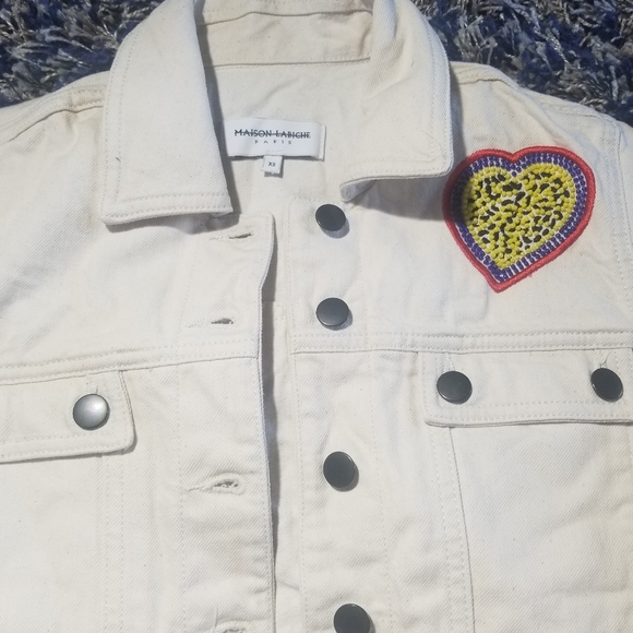 Anthropologie Embroidered Heart Denim Jacket - Picture 4 of 6